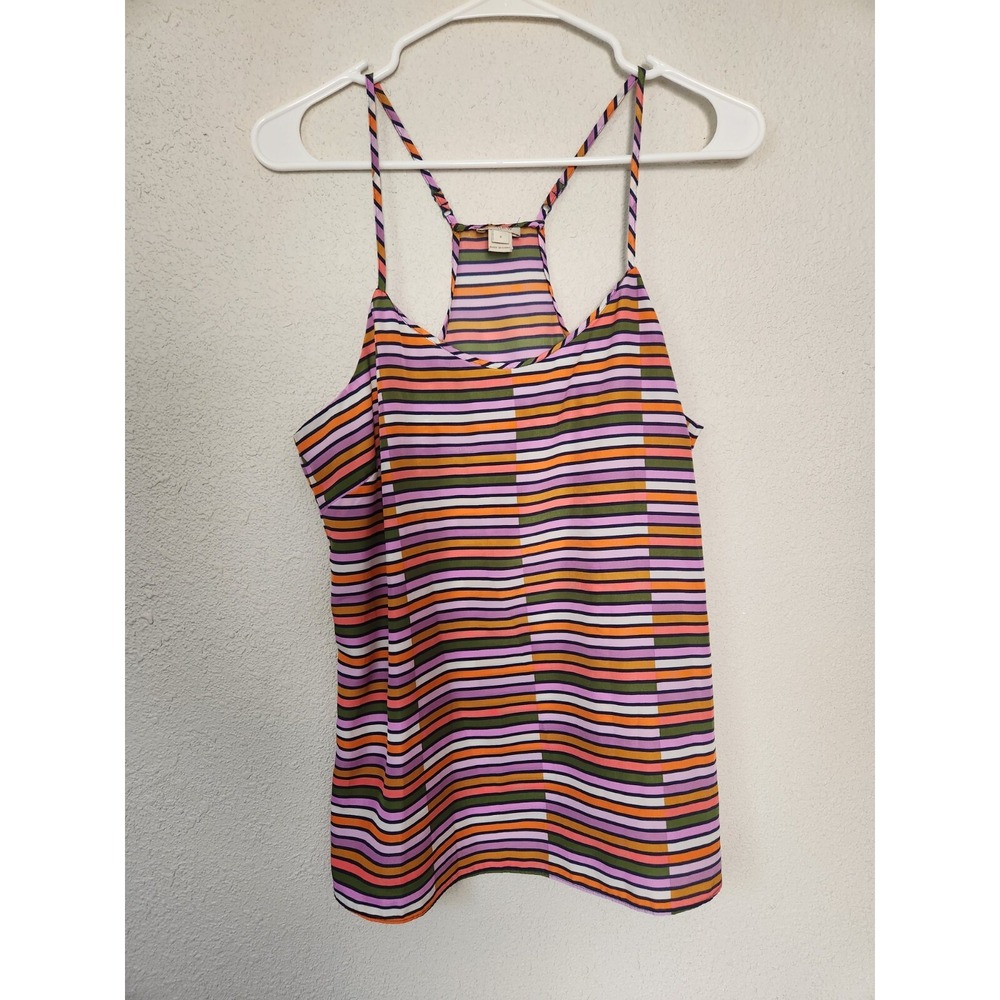 J. Crew Womens Size 8 Tank Top Multicolor Stripe Spaghetti Strap Racerback